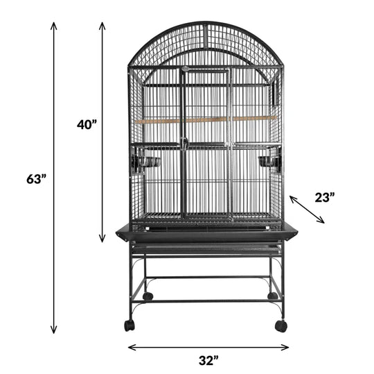 Cleveland 63'' Iron Dome Top Floor Bird Cage with Wheels