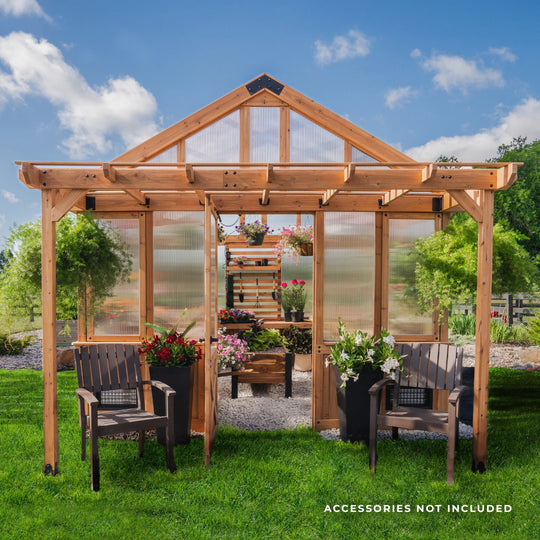 Bellerose XL 13'X11' Cedar Wood Greenhouse, Pergola - 13 X 11