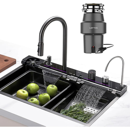 304 Stainless Steel Waterfall Kitchen Sink Set with Pull-Down Faucet KS2207 (Series)