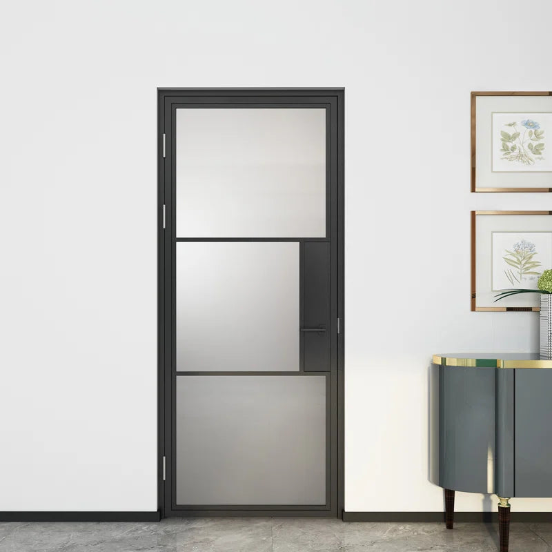 Glass and Metal Frame Glass Hollow Swing Door Interior Standard Door