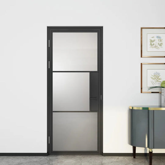 Glass and Metal Frame Glass Hollow Swing Door Interior Standard Door