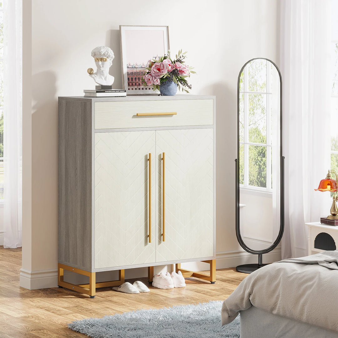 20-Pair Shoe Storage Cabinet with Drawer for Entryway - 31.5"L X 15.75"W X 39.37"H