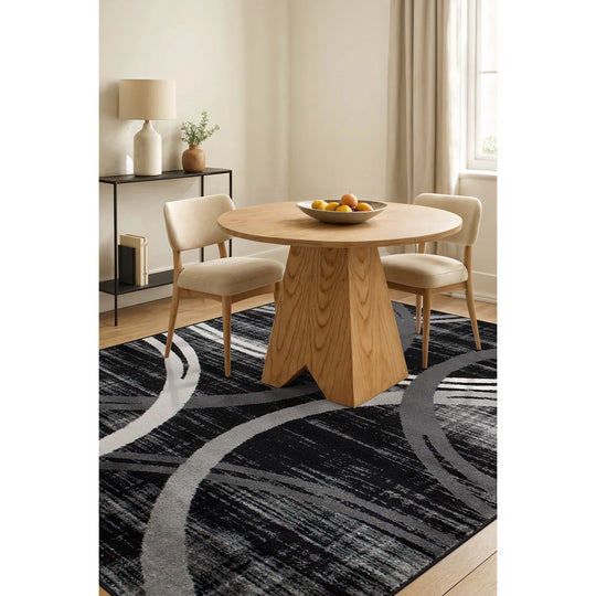 Contemporary Abstract Circles Design Area Rug