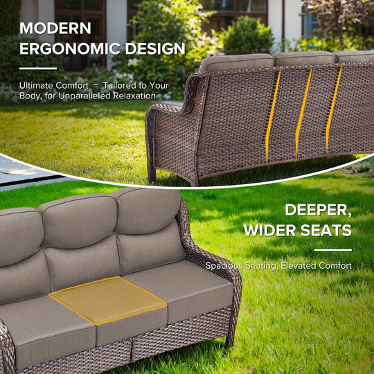 7-Piece Patio Furniture Set with Swivel Glider Chairs, 6-Inch Ultra-Plush Cushions & Water-Resistant Olefin Fabric