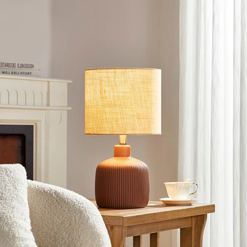 Fluted Ceramic Table Lamp (H18.25" X W10" X D10")