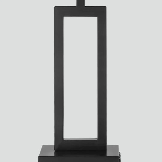 Set of 2 Black Touch Control Table Lamps with White Rectangular Shades, USB Ports & AC Outlet