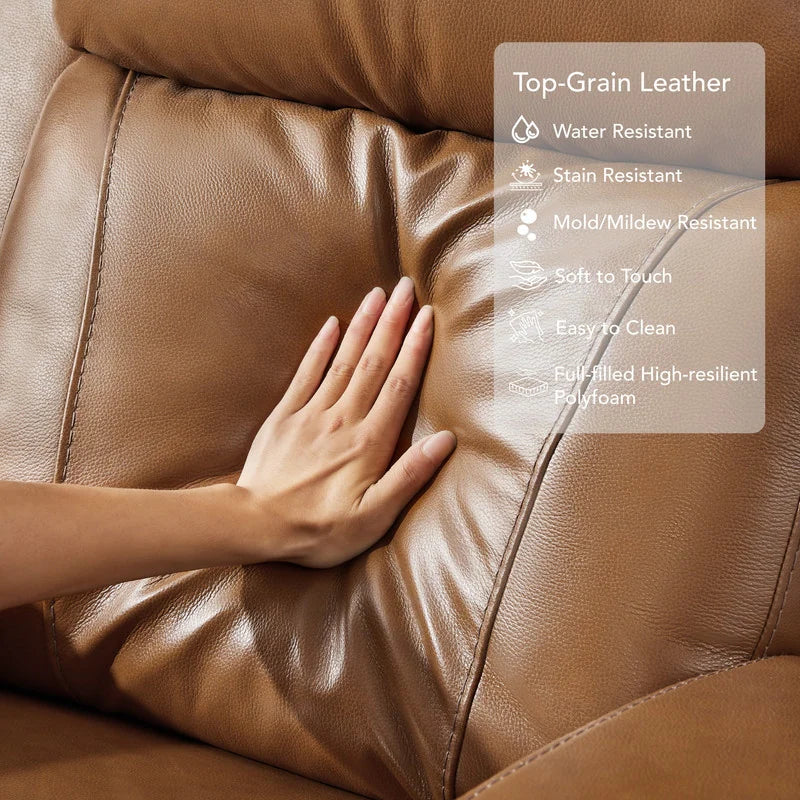 Hadlee Genuine Leather Reclining Sofa with Multi-Function Console.