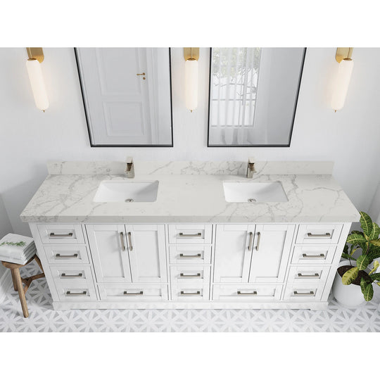 Willow Collection 84 in W X 22 in D X 36 in H Boston Double Bowl Sink Bathroom Vanity with Countertop
