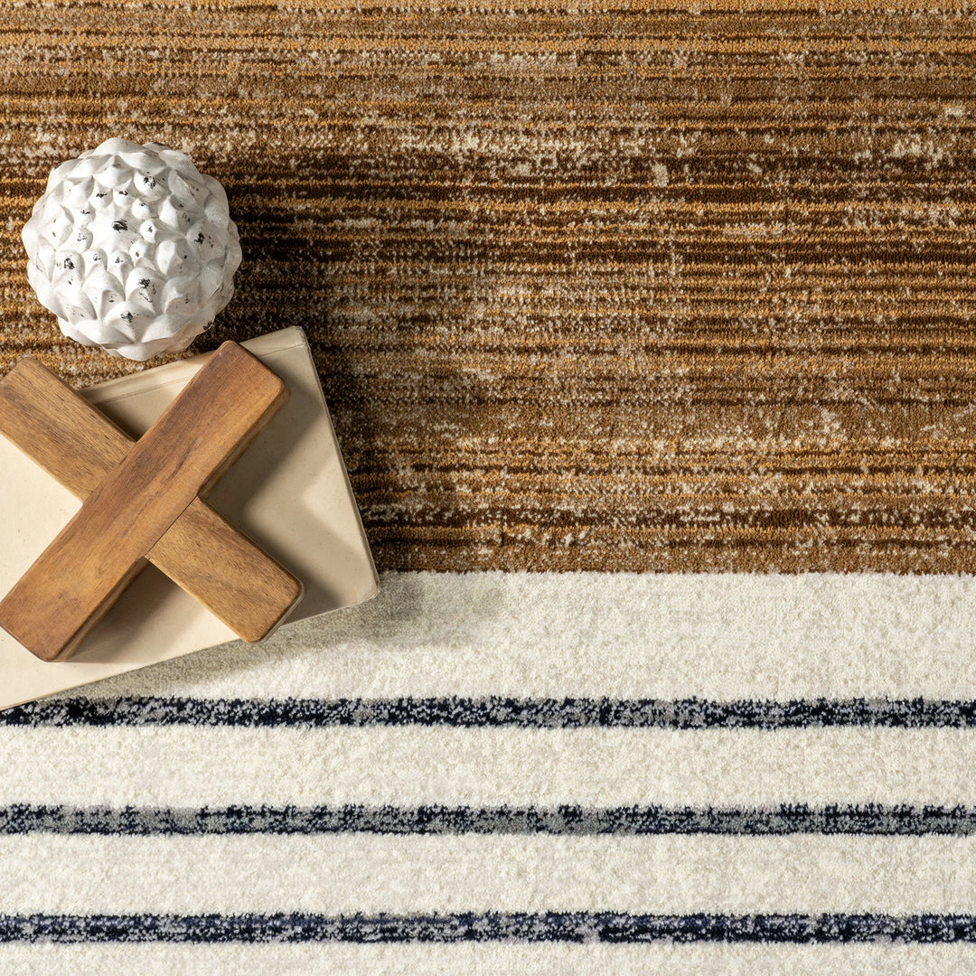 Keeva Modern Striped Fringe Area Rug