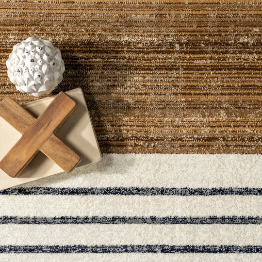 Keeva Modern Striped Fringe Area Rug