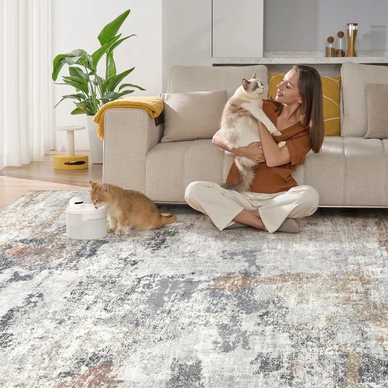 Dagmar Washable Boho Large Neutral Vintage Soft Rug Stain Resistant Distressed Farmhouse Non-Slip Indoor Floor Carpet for Bedroom Nursery Kids Office Dining Room