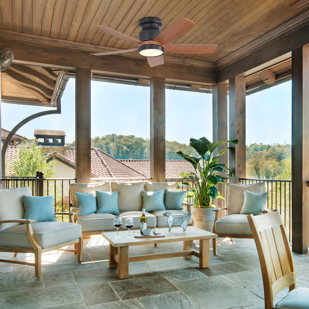 Sofucor 42"/48"/ 52"/60"Noiseless Walnut Wood Ceiling Fan with Remote Control, Integrated Light Optional