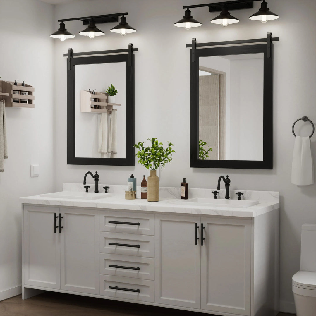 Farmhouse Barn Door Solid Wood Frame Bathroom Vanity Wall Mirror