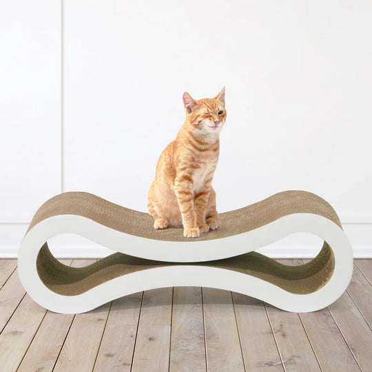 Infinity Cat Scratcher Lounger, Reversible Scratcher, Large Cat Scratching Pad, Cat Scratching Board, Scratch Pad for Indoor Cats, Brown