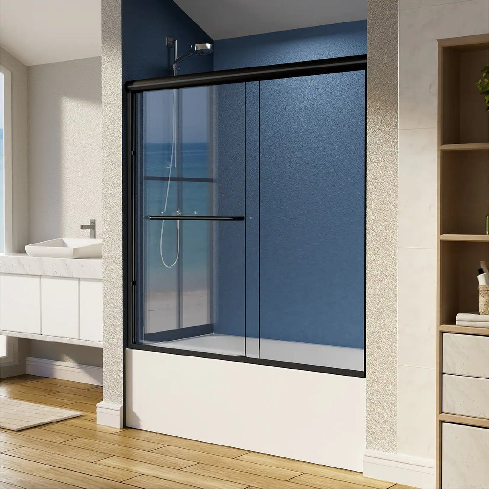 55-59" W X 56" H Bath Tub Semi-Frameless Sliding Shower Door