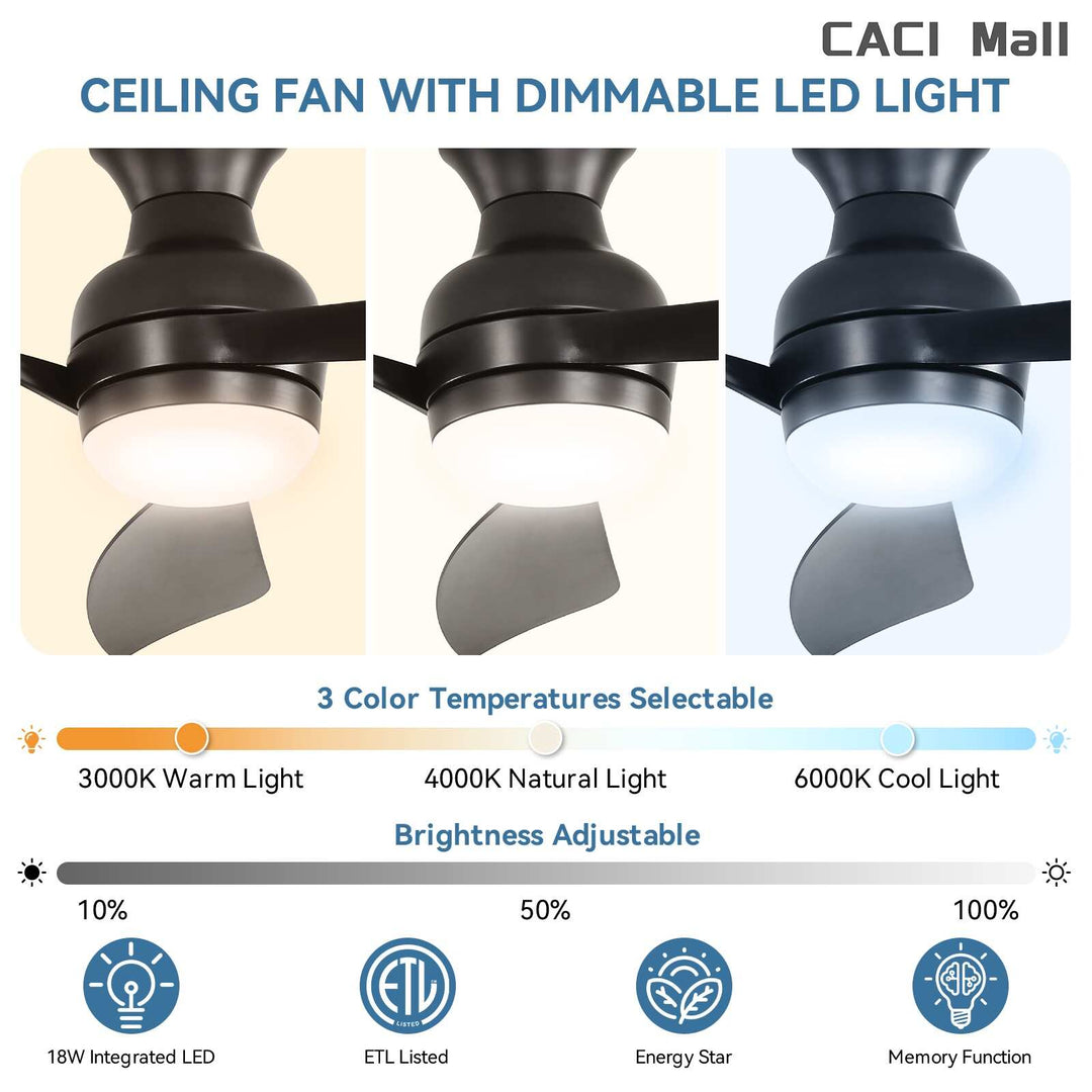 Sofucor 52/60 Inch Ceiling Fan with Integrated LED Light and Remote Control Quiet DC Motor