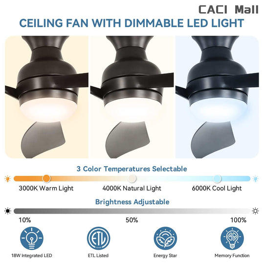 Sofucor 52/60 Inch Ceiling Fan with Integrated LED Light and Remote Control Quiet DC Motor