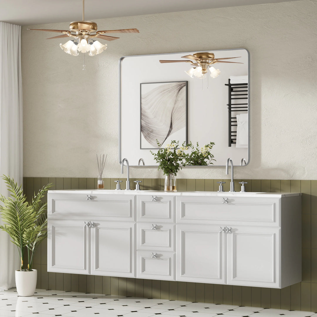 Modern Rounded Rectangle Metal Frame Wall Mirror