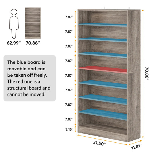 9 Tiers Shoe Cabinet, 40-45 Pairs Heavy Duty Wood Freestanding Shoe Storage Cabinet