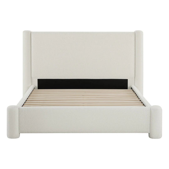 Modern Fully Upholstered Platform Bed Frame with Wide Headboard