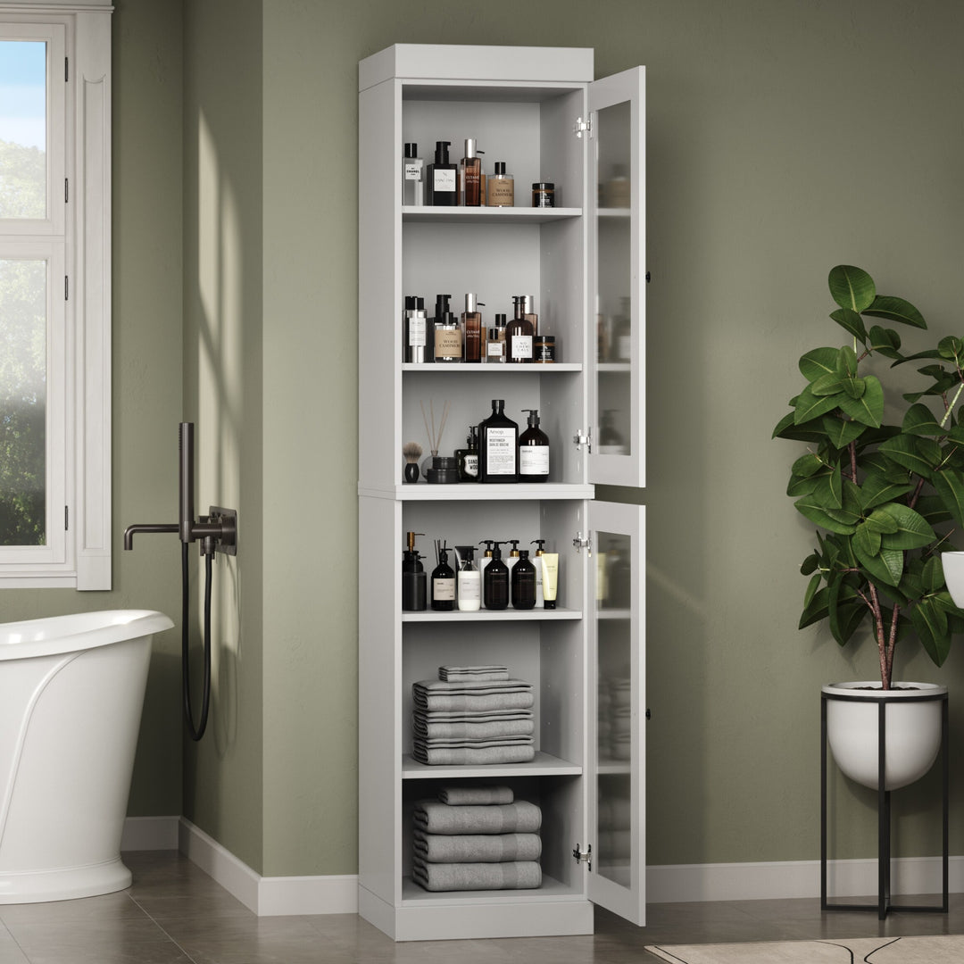 100% Solid Wood Bathroom Storage Cabinet, Adjustable Shelves, 16.5" Wide, 35.75" Tall