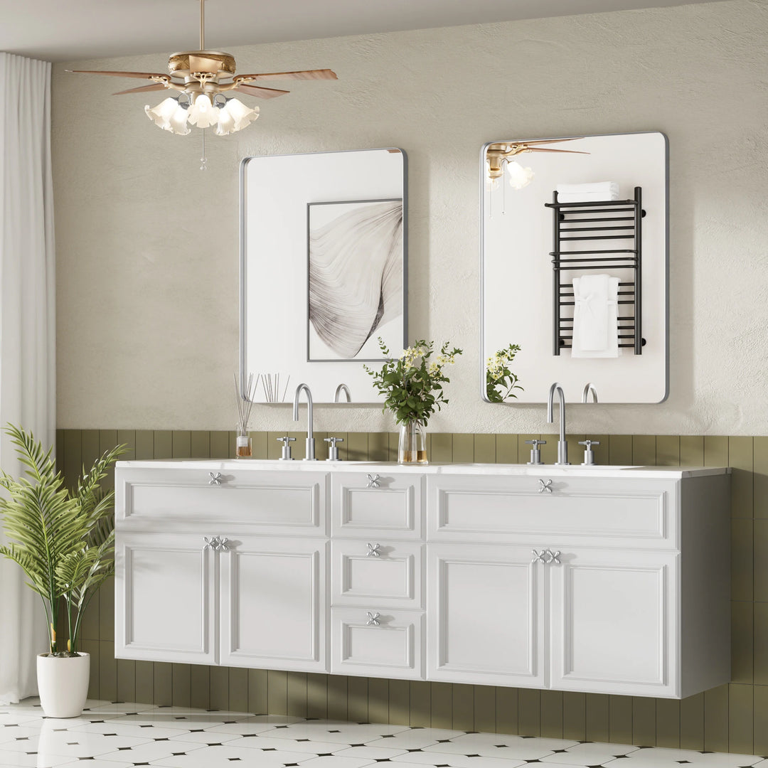 Modern Rounded Rectangle Metal Frame Wall Mirror