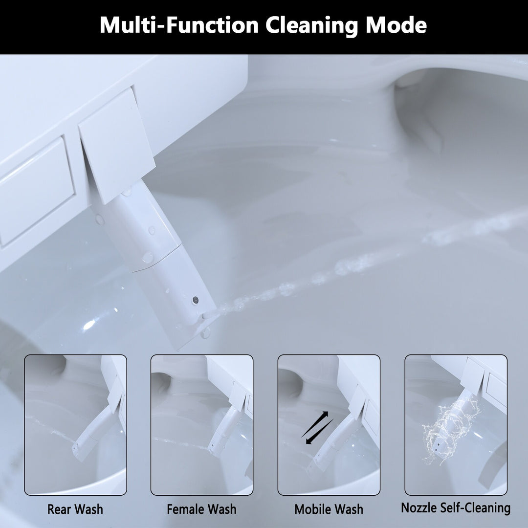 Smart Toilet Bidet Combo with Self-Cleaning Nozzle, Heated Seat, Night Light, Knob Control, Power Outage Flushing, Soft Close