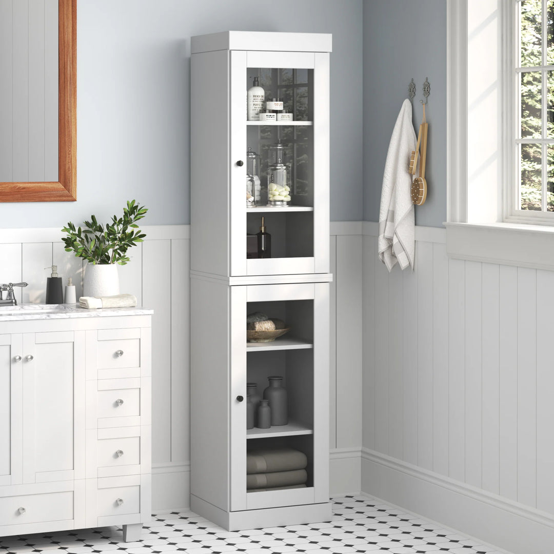 100% Solid Wood Bathroom Storage Cabinet, Adjustable Shelves, 16.5" Wide, 35.75" Tall