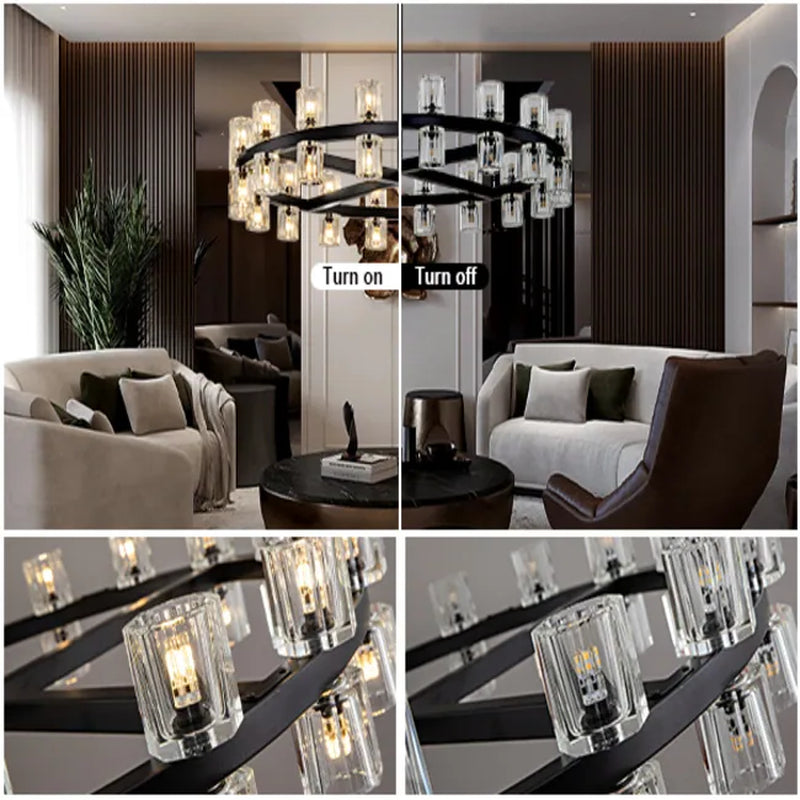 Wagon Wheel Chandelier with Crystal Shade