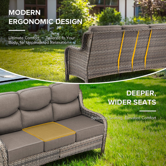 7-Piece Patio Furniture Set with Swivel Glider Chairs, 6-Inch Ultra-Plush Cushions & Water-Resistant Olefin Fabric