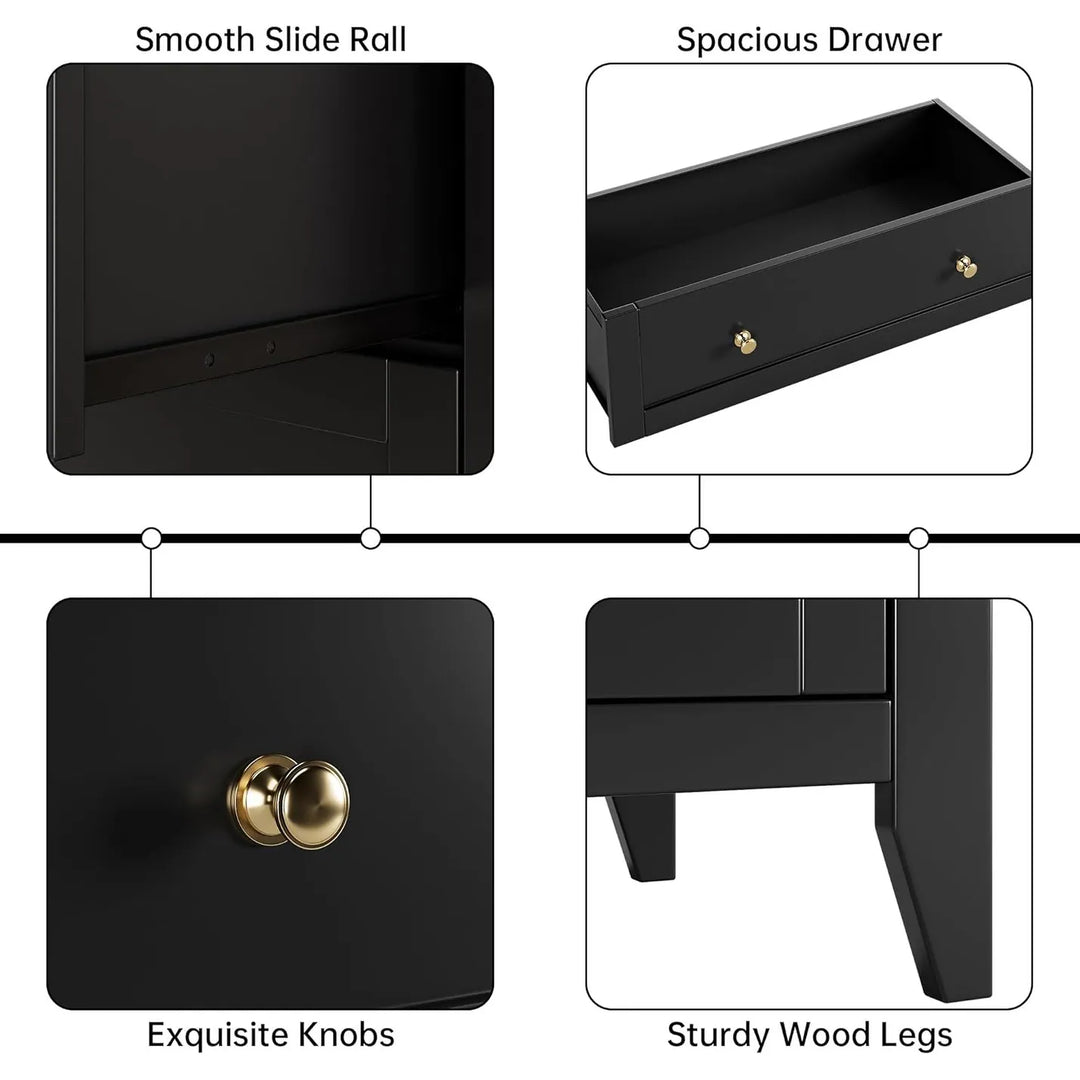 Modern Bedroom Nightstand with 5 Drawers & Metal Handles - Multifunctional Storage Cabinet,Easy Assembly for Living Room