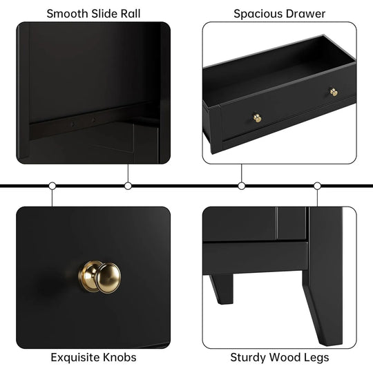 Modern Bedroom Nightstand with 5 Drawers & Metal Handles - Multifunctional Storage Cabinet,Easy Assembly for Living Room
