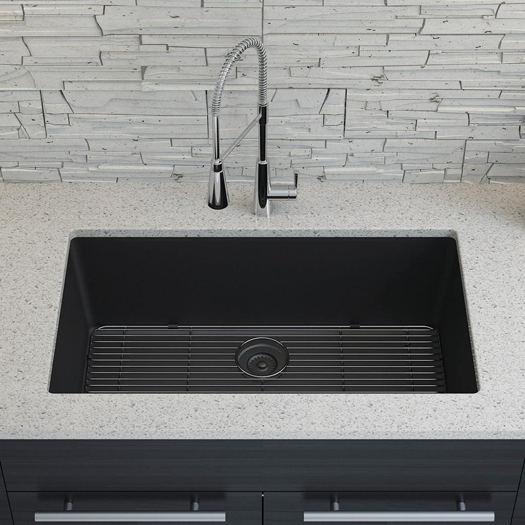 Drop-In Quartz 32 Inch Single Bowl Kitchen Sink Kit - 32"X19"