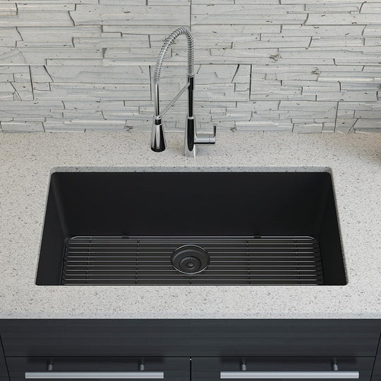 Drop-In Quartz 32 Inch Single Bowl Kitchen Sink Kit - 32"X19"