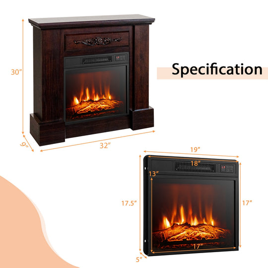 32" Electric Fireplace Mantel TV Stand Space Heater W/Remote - See Details