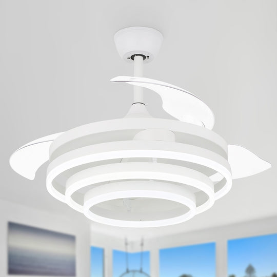 42In. DIY Shape Retractable Ceiling Fan with Lights, 6-Speed DC Motor Modern Ceiling Fan with LED Light and Remote