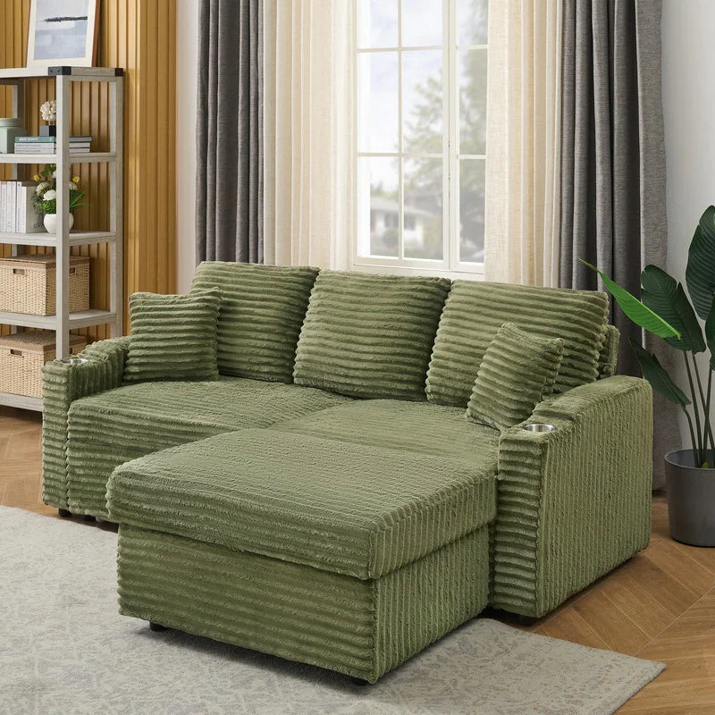 80" Cordylona Sofa, Cup Holder, Ottoman Storage
