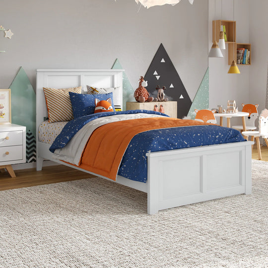 Charlotte Solid Wood Low Profile Platform Bed with Matching Footboard