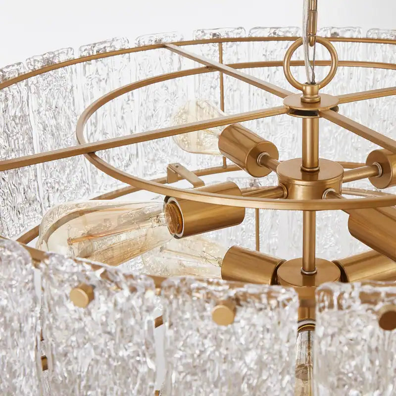 8-Light 3 Tiered Glass Chandelier Pendant Lights - W27.75" X H85"