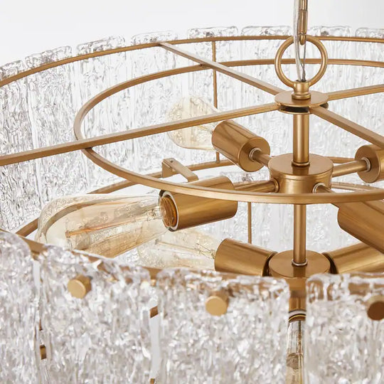 8-Light 3 Tiered Glass Chandelier Pendant Lights - W27.75" X H85"