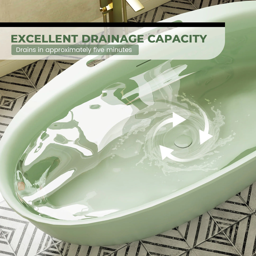 Luxury Flatbottom Solid Surface Freestanding Soaking Bathtub with Discreet Towel Slot and Drain Assembly