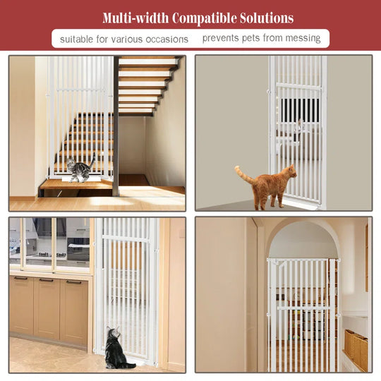 63" Extra Tall Pet Gate, Width Adjustable Pressure Mounted Cat Gate Auto-Close Dog Gate