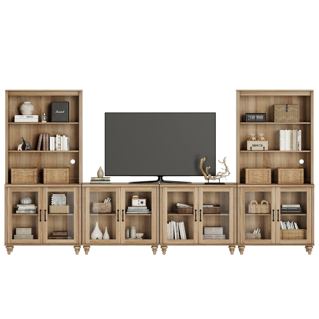 Entertainment Center with Bookshelves for Tvs up to 75", Oak