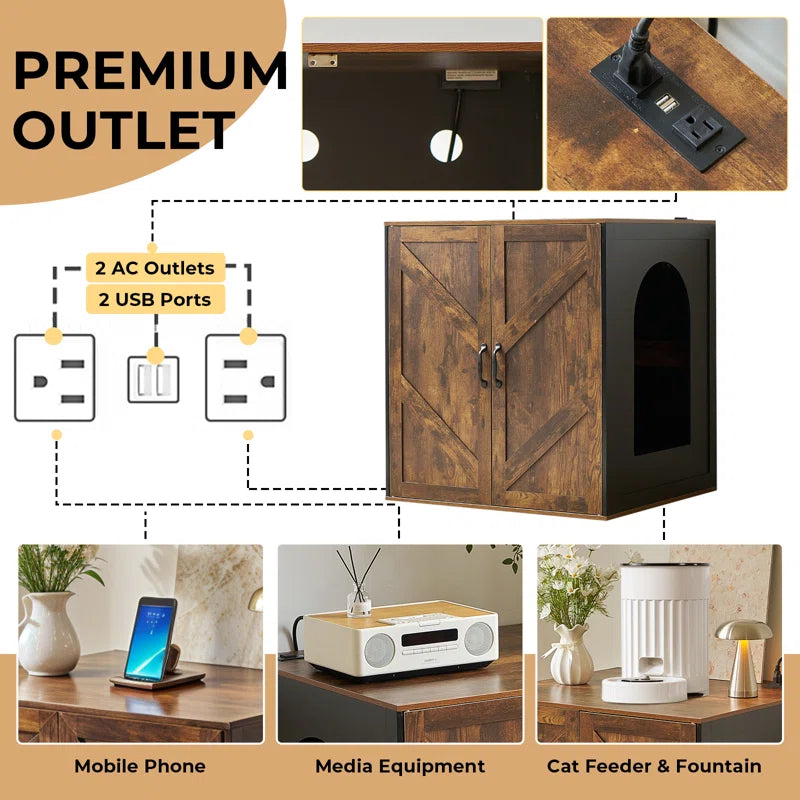 Cat Litter Robot Enclosure, Farmhouse Litter Box Enclosure, Litter Collector for Automatic Litter Box Enclosure