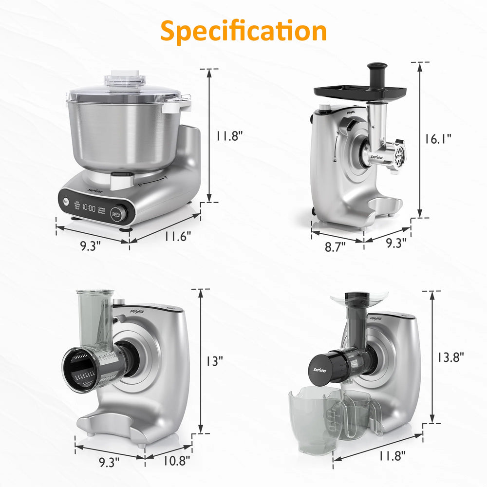 4-In-1 Multifunction Stand Mixer with Fermentation, 5.3QT Electric Dough Mixer