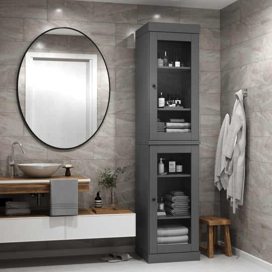 100% Solid Wood Bathroom Storage Cabinet, Adjustable Shelves, 16.5" Wide, 35.75" Tall