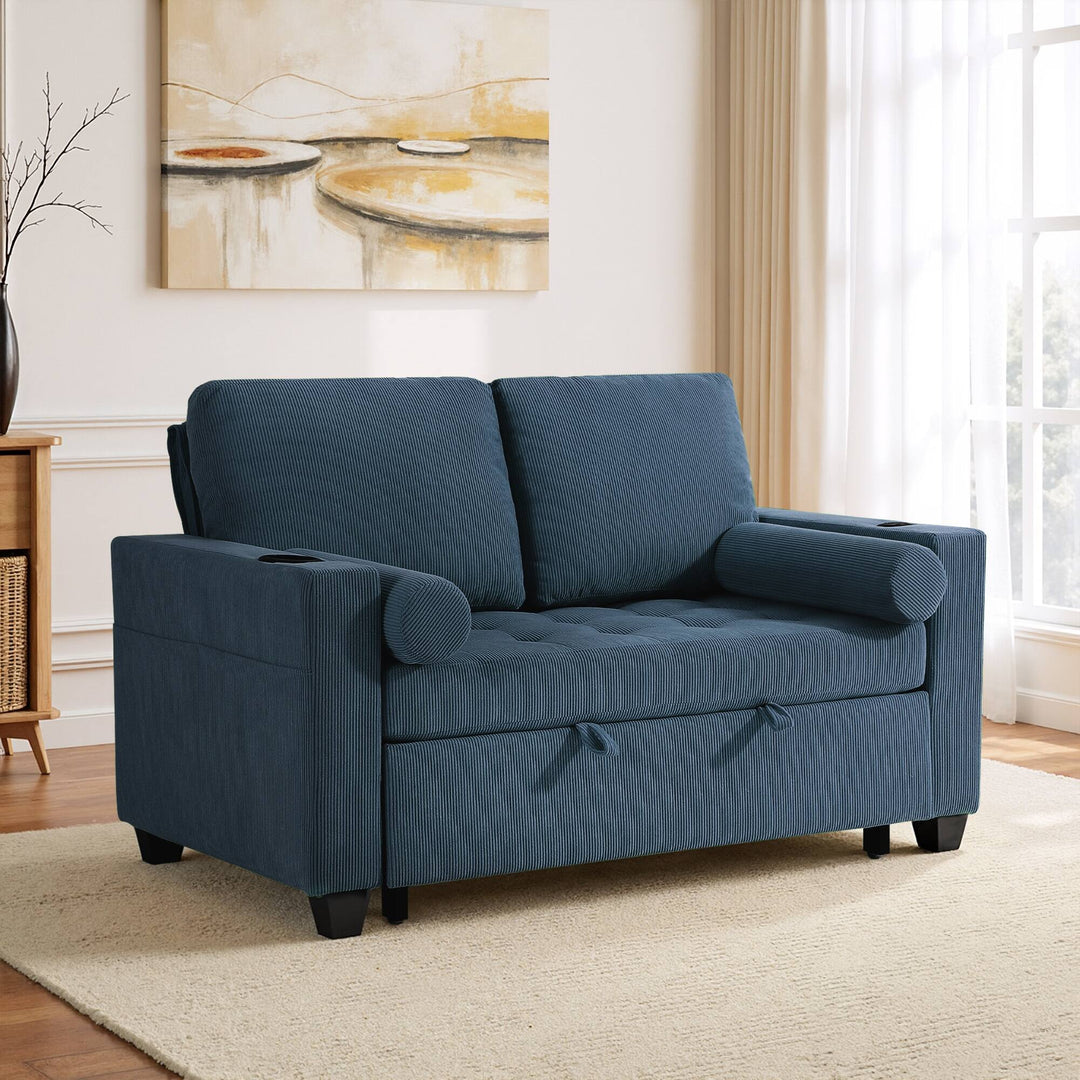 3-In-1 Pull-Out Sleeper Sofa Bed Convertible Adjustable Multi-Functional Loveseat with USB Port