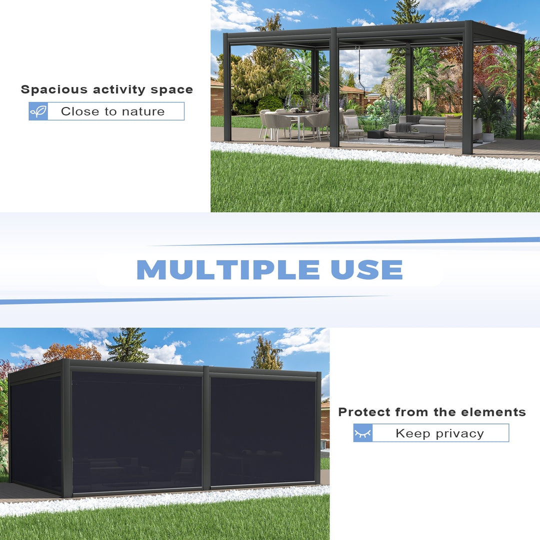 Outdoor Louvered Pergola Gazebo with Adjustable Aluminum Rainproof Roof and Pull-Down Screen
