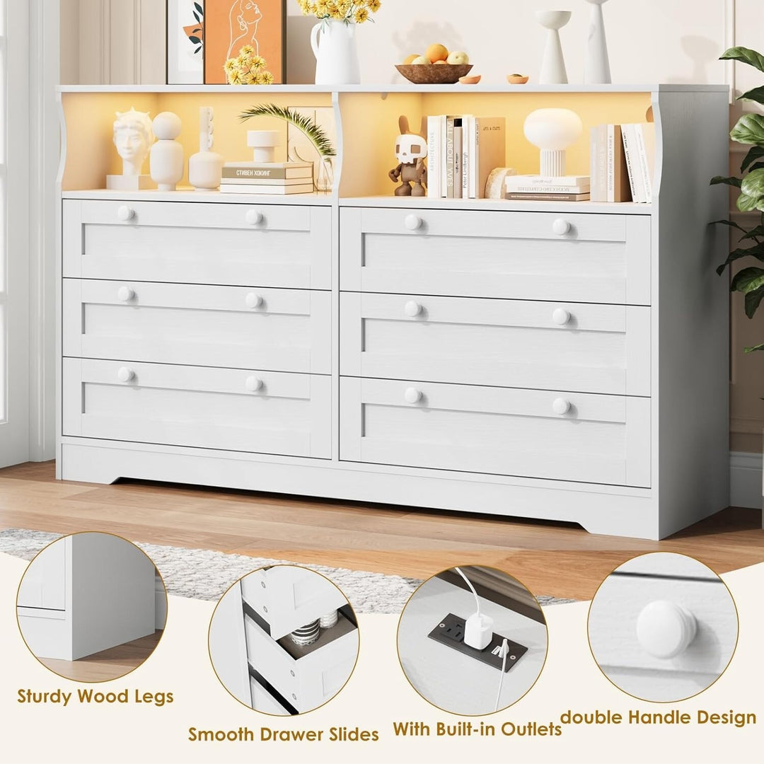 55" Black 6-Drawer Wood Dresser, Modern Storage Organizer for Bedroom, Living Room, Closet & Entryway