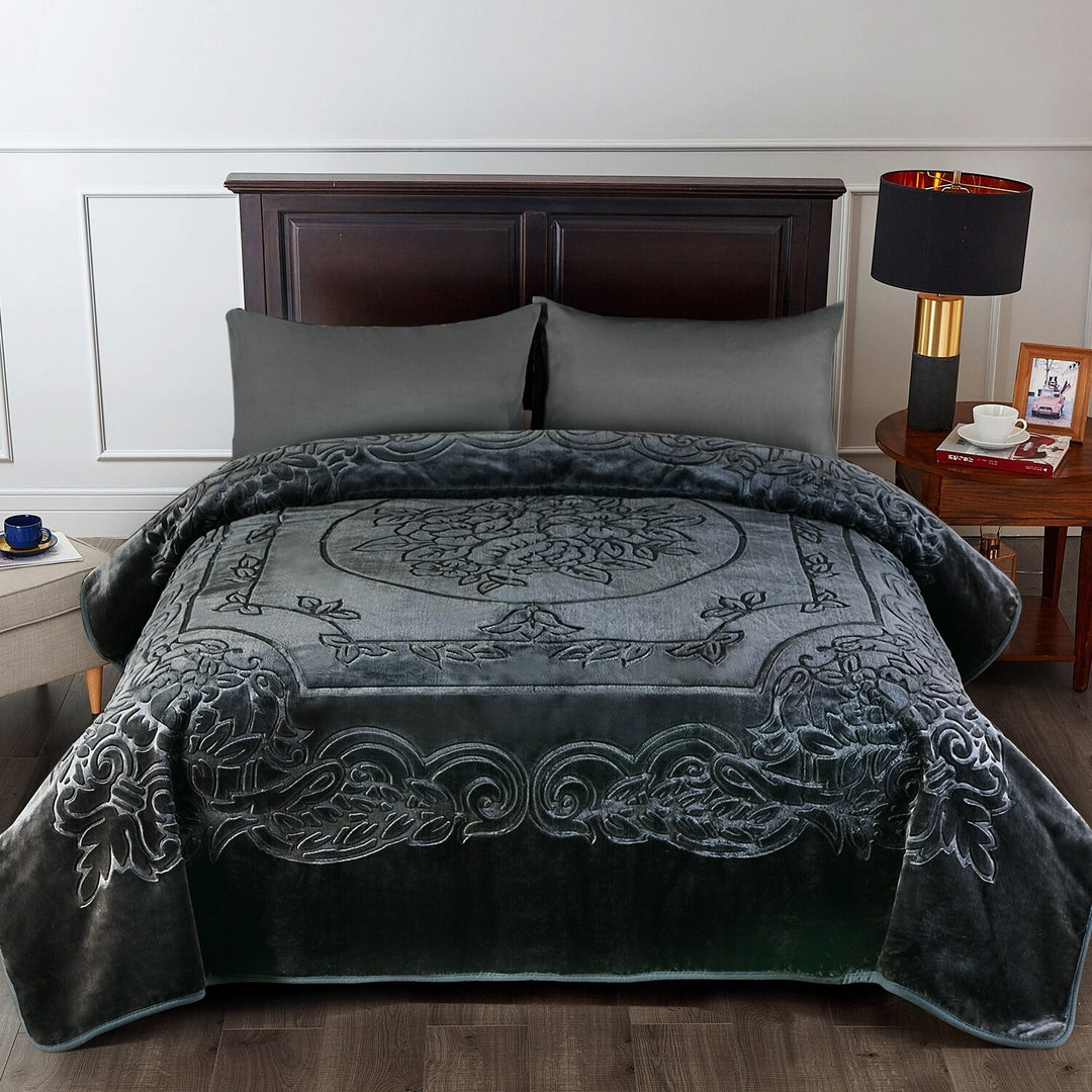 Embossed Floral Bed Blanket 85"X95" - 9Lbs